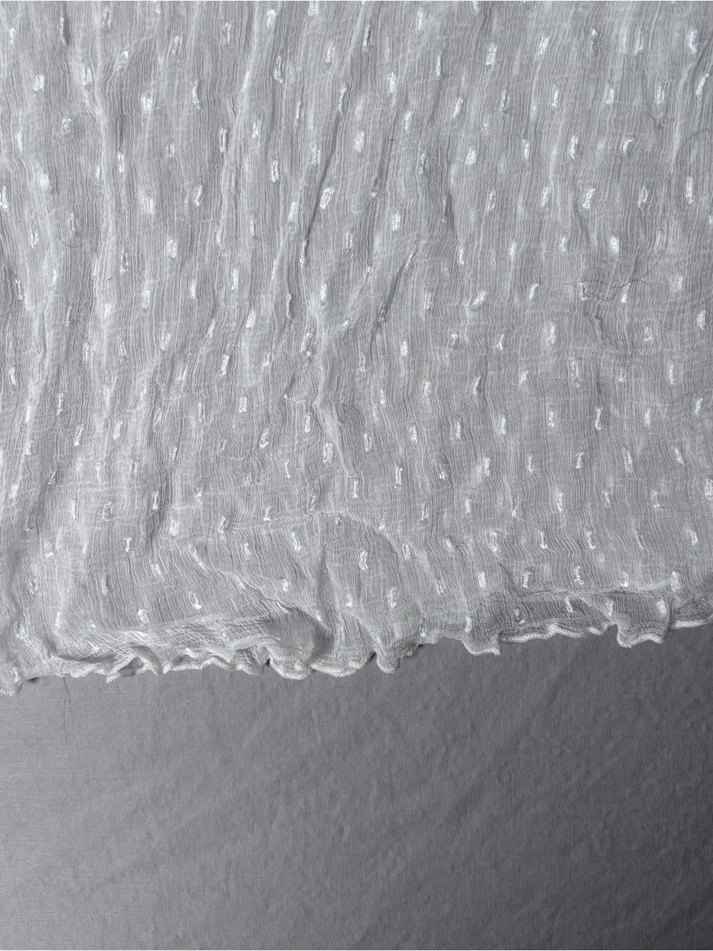 Newport News White Lace-Yoke Dot Sheer Blouse - Picture 7 of 11